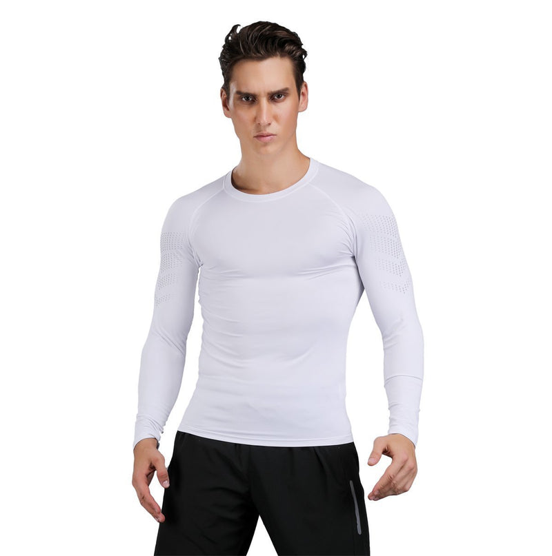 LIERDAR Men's Long Sleeve Compression Baselayer Workout Shirt White Small - BeesActive Australia