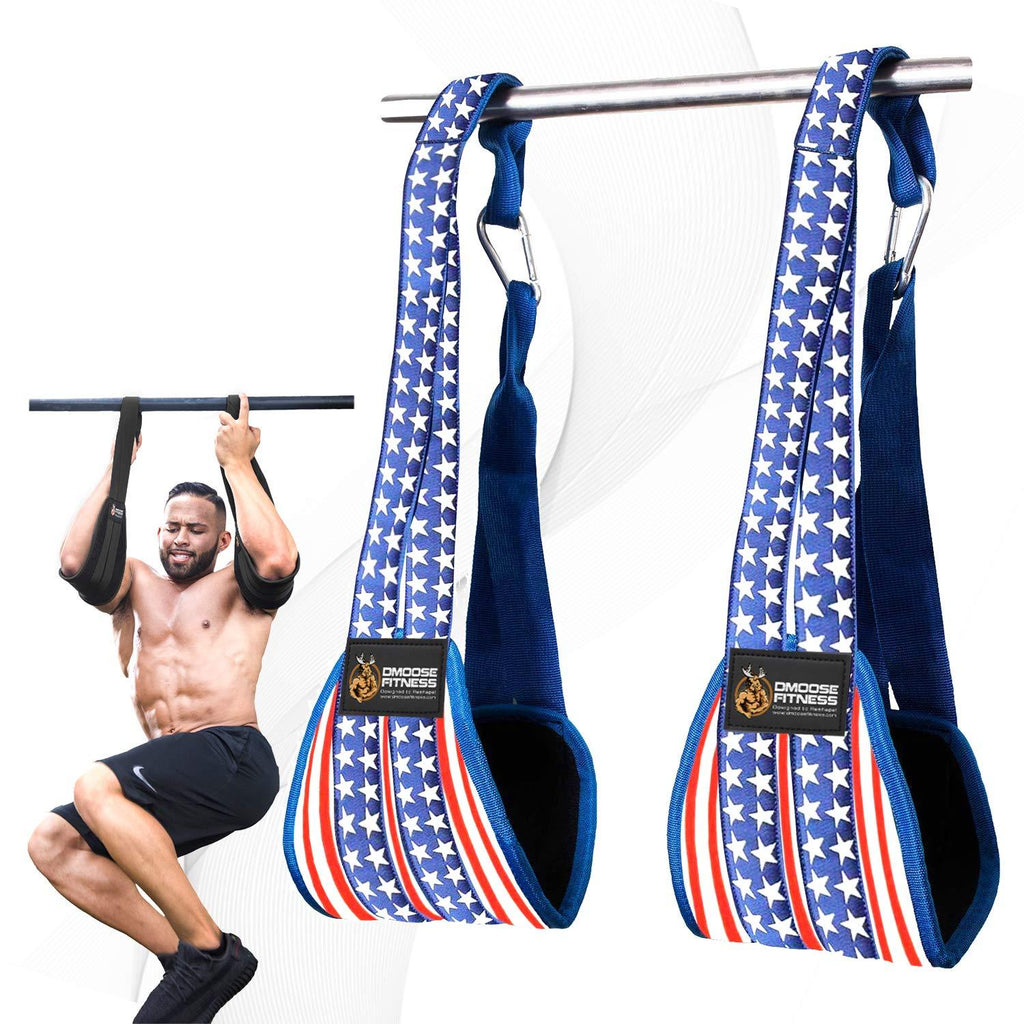 DMoose Fitness Hanging Ab Straps for Abdominal Muscle Building and Core Strength Training, Arm Support for Ab Workouts, Padded Gym Equipment for Men and Women American - BeesActive Australia