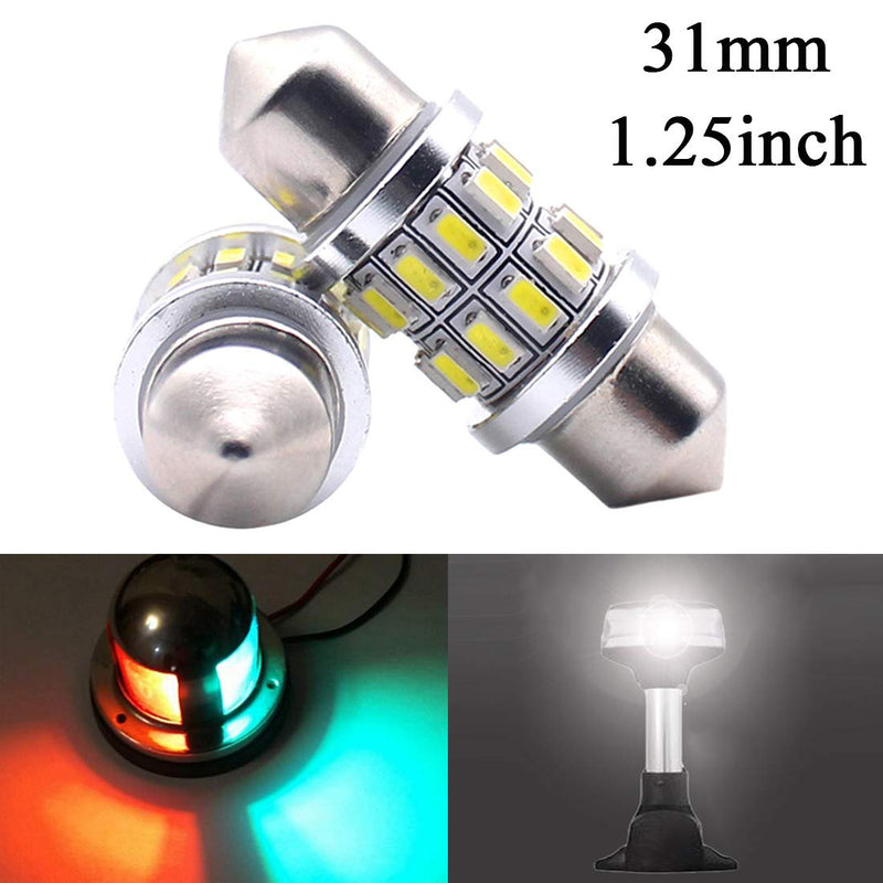 Shangyuan 31mm Marine LED Festoon Bulb for Navigation Light, Boat Light Bulbs for Boat Anchor Light, Boat Navigation Lights, Mast Masthead Light, Super Bright 12 Volt Bulbs for Boat Lights 2PCS - BeesActive Australia