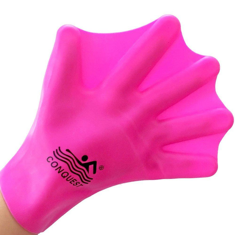 [AUSTRALIA] - OneMoreDealDirect OMDD Silicone Webbed Swimming Gloves Aqua Fit Swim Training Gloves Web Gloves for Swimming,Closed Full Finger Webbed Water Gloves for Unisex Kids,2PCS Pink 