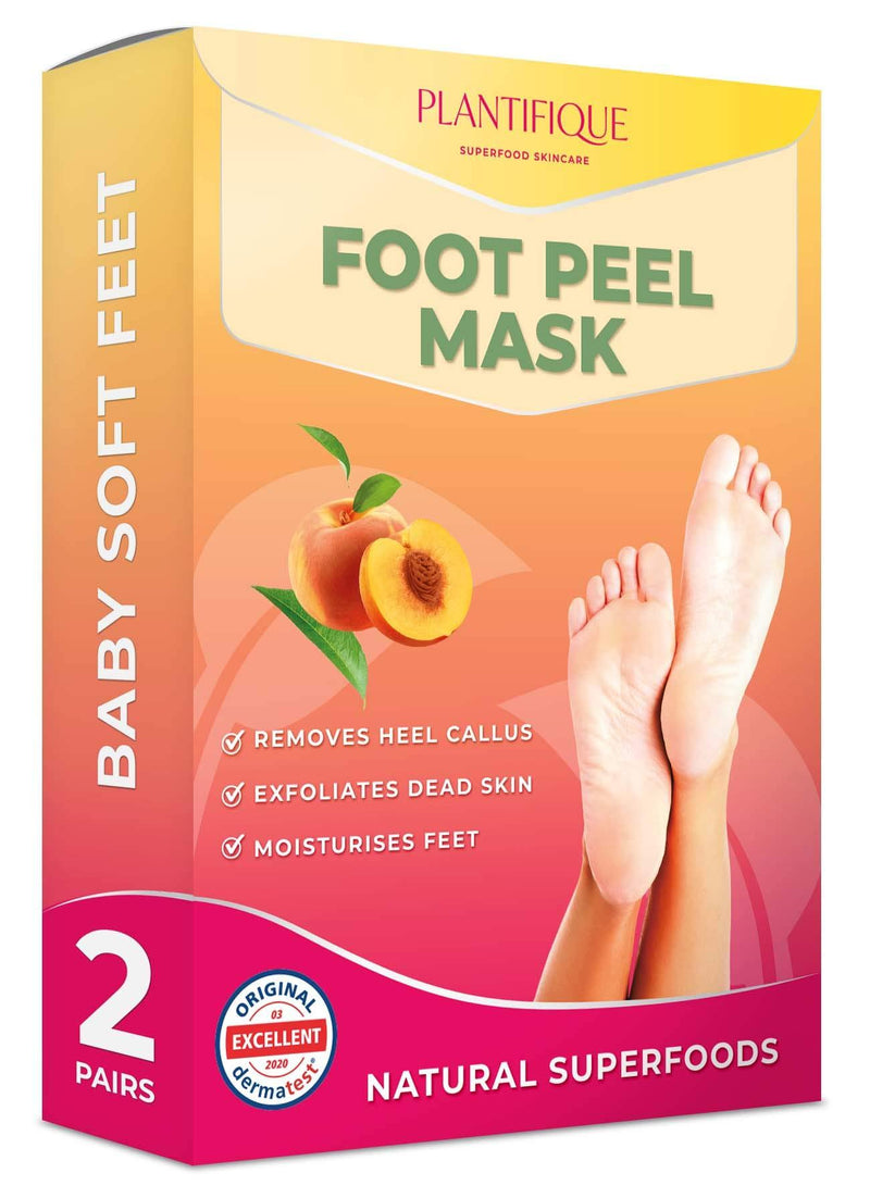 Dermatologically Tested - Peach Foot Peel Mask - 2 Pairs - Effective For Cracked Heels Repair, Remove Dead Skin, Callus & Dry Toe Skin - Baby Soft Feet - Exfoliating Peeling Natural Treatment - BeesActive Australia
