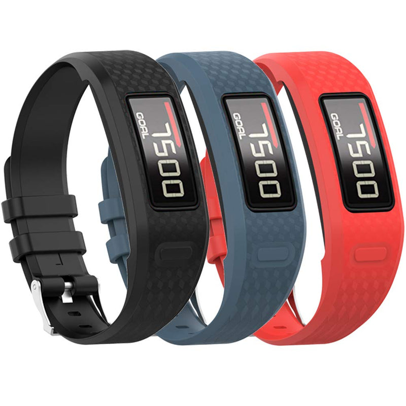 QGHXO Band for Garmin Vivofit 1 / Vivofit2, Soft Silicone Replacement Watch Band Strap for Garmin Vivofit 1 / Vivofit 2 Activity Tracker, Small, Large, Ten Colors Black&Slate&Red - BeesActive Australia