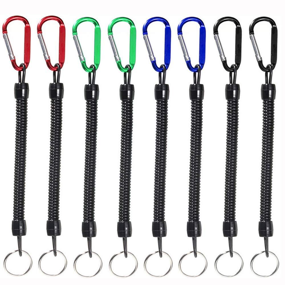 [AUSTRALIA] - SourceTon Fishing Lanyards, 8 Packs Multicolor Fishing Ropes Boating Secure Retractable Coiled Tether with Carabiner, Fishing Tool 