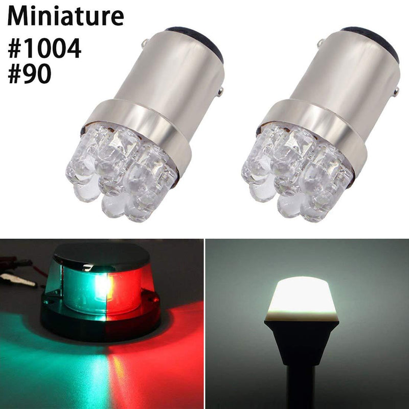 [AUSTRALIA] - Shangyuan Led 90 Bulb for Boat Navigation Lights, 1004 Led Bulb for Boat Anchor Light Stern Light, BA15D Led Bulb for Boat Lights Bow and Stern, Marine Led Replacement Boat Accessroies, DC 12V, 2PCS whtie 