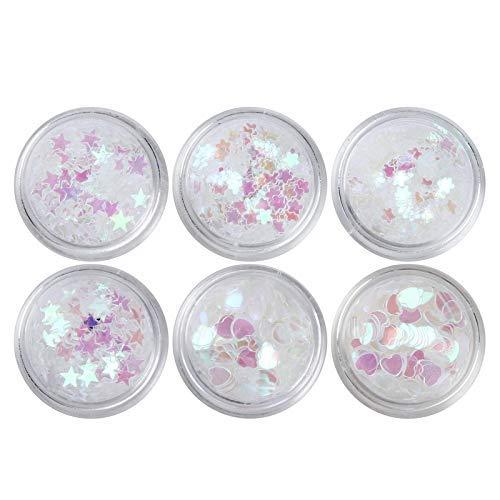 Minejin Nail Art Semi-transparent Charms Sequins Flakes Glitter Flakes Manicure 3D DIY Decoration Tips 6 Boxes - BeesActive Australia