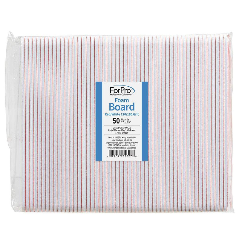 ForPro Foam Boards, Red 120/White 180 Grit, Double-Sided Manicure Nail Files, 7” L x .75” W 50Count - BeesActive Australia