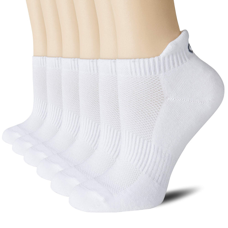 CelerSport Ankle Athletic Running Socks Low Cut Sports Tab Socks for Men and Women (6 Pairs) White Small - BeesActive Australia