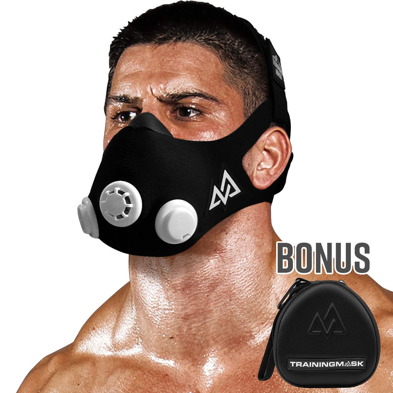 TRAININGMASK Training Mask 2.0 - for Endurance - Increase Your Sports Performance, Endurance, Weight Lifting, Workout, Running Altitude Mask, Fitness Running, Manufactured in USA Black Medium - BeesActive Australia