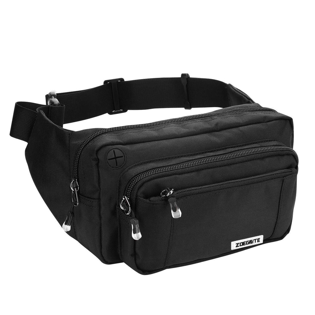 Zoegate Waist Pack Bag Fanny Pack for Men&Women Hip Bum Bag with Adjustable Strap for Outdoors Workout Traveling Casual Running Hiking Cycling Walking (Black) Black - BeesActive Australia