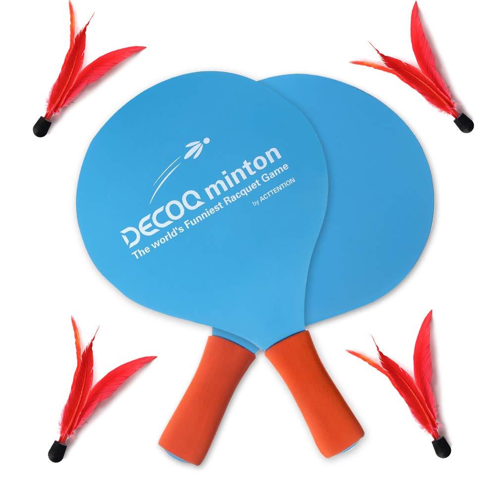 [AUSTRALIA] - DECOQ Beach Tennis Racquets for Indoor and Outdoor Rackets Game for Fun, Pack of 2 Paddles and 4 Birdies, Gifts for Family 