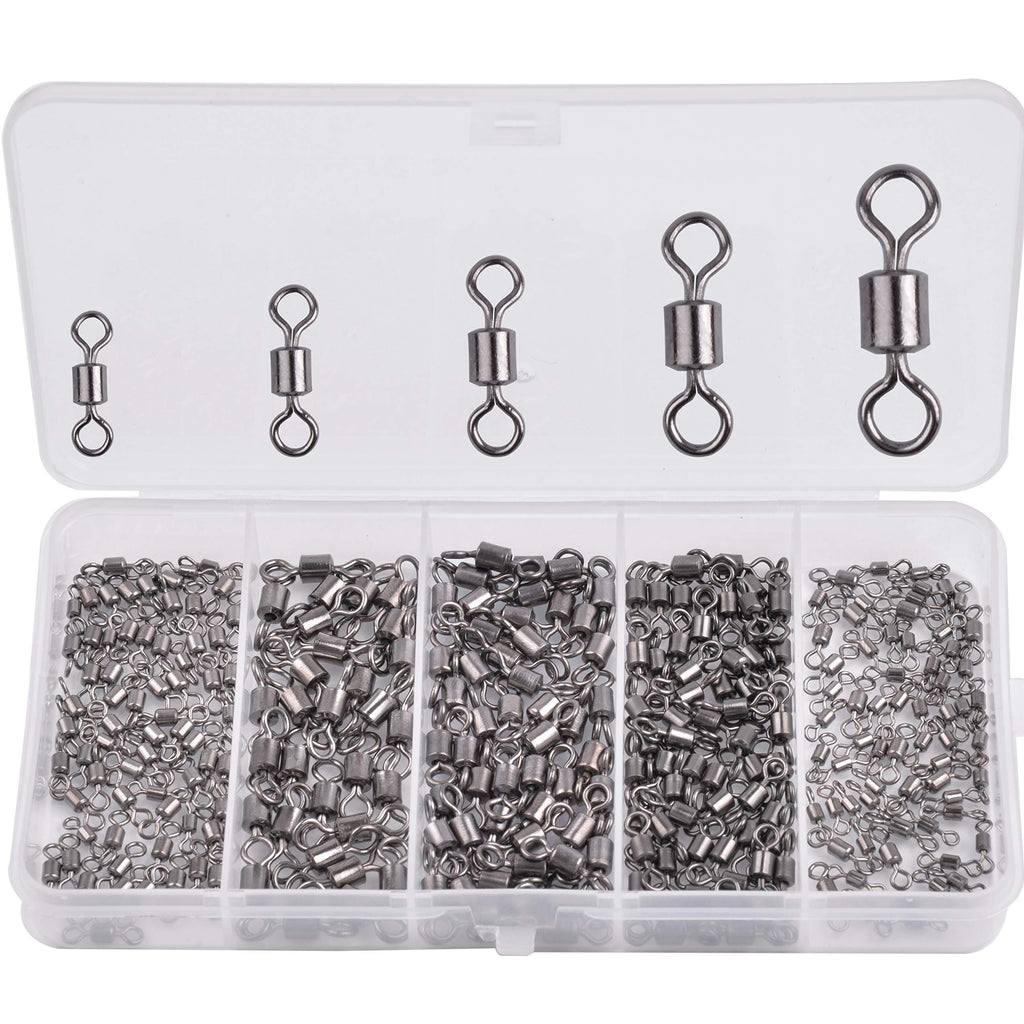 AGOOL Fishing Barrel Swivel Assorted Kit - 270pcs Rolling Swivels Stainless Steel Black Nickel High Strength Fishing Line Connector Fishing Tackle for Saltwater Freshwater Fishing 42LB -105LB - BeesActive Australia