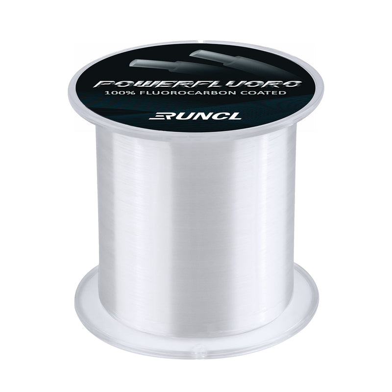 RUNCL PowerFluoro Fishing Line, 100% Fluorocarbon Coated Fishing Line, Fishing Leader Line - Virtually Invisible, Faster Sinking, Extra Sensitivity, Abrasion Resistance, UV Resistance - 300Yds, 5-32LB Clear 5LB(2.3kgs)/0.15mm/300Yds - BeesActive Australia