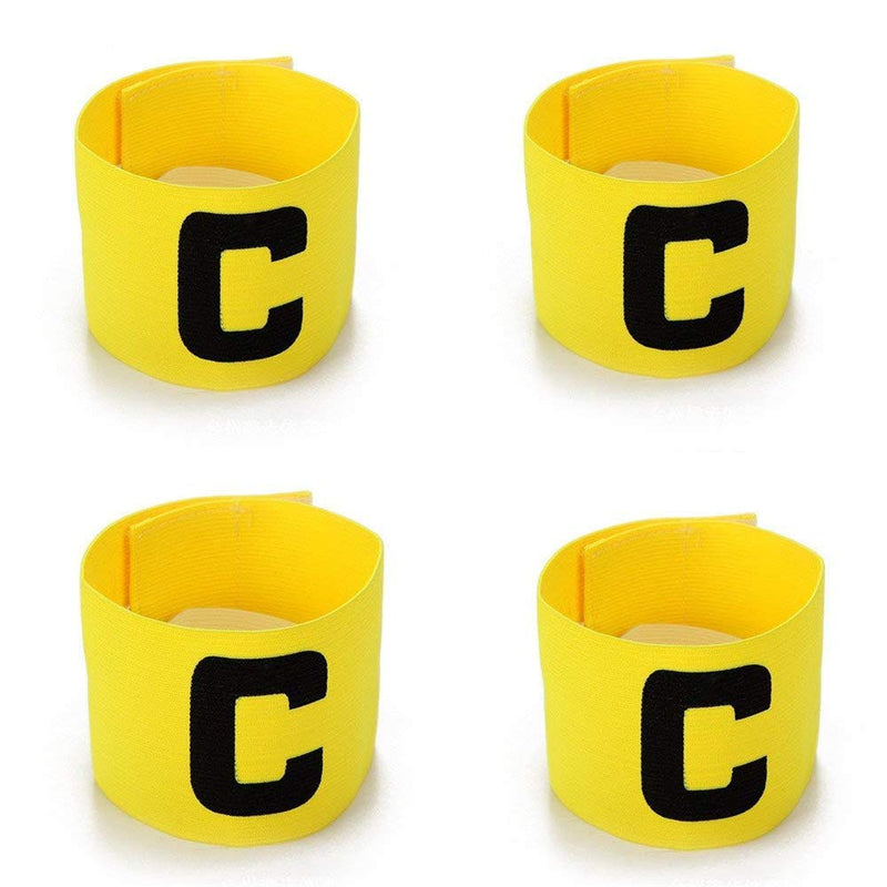 Wendy Mall 4Pcs Colorful Football Soccer Player Sport Flexible Sports Adjustable Bands Captain Armband for Kids and Youth Yellow - BeesActive Australia