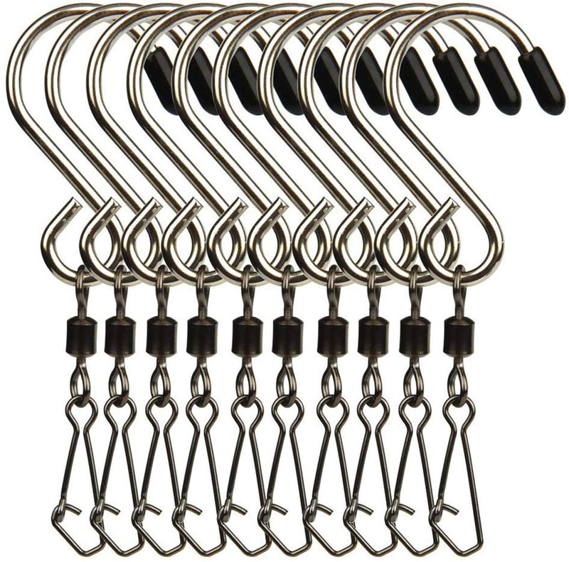 10pcs Swivel S Hooks Clips Hanging Wind Spinners for Chimes Crystal Twisters，Spinning Windsocks and Any Kites, Flower Pots, Plants, Bird Feeders, Solar Lights, Flags，Party Supply (Shook) - BeesActive Australia