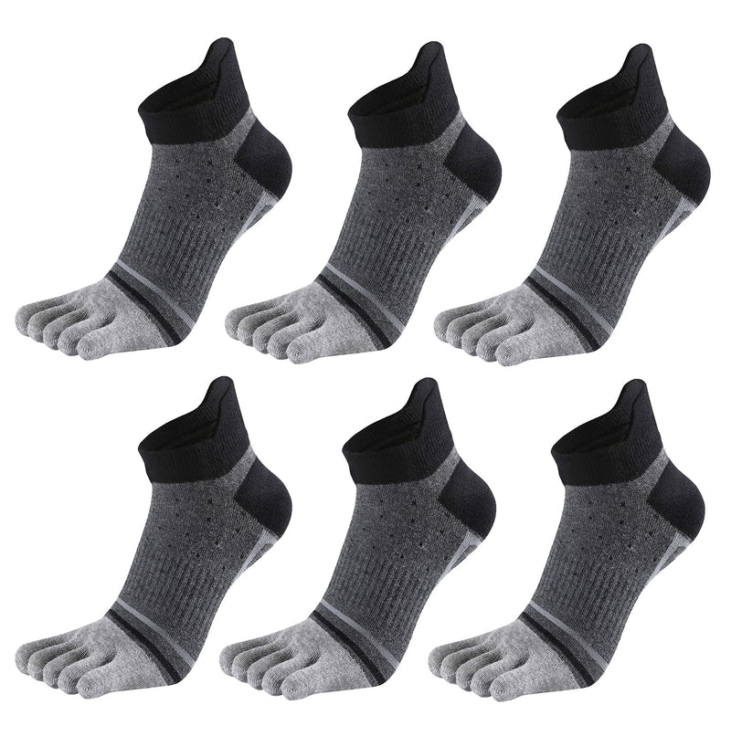 Men Cotton Low Cut Toe Socks 5 Finger No Show Mesh Wicking 6 Pack 9 Pack Black2 - BeesActive Australia