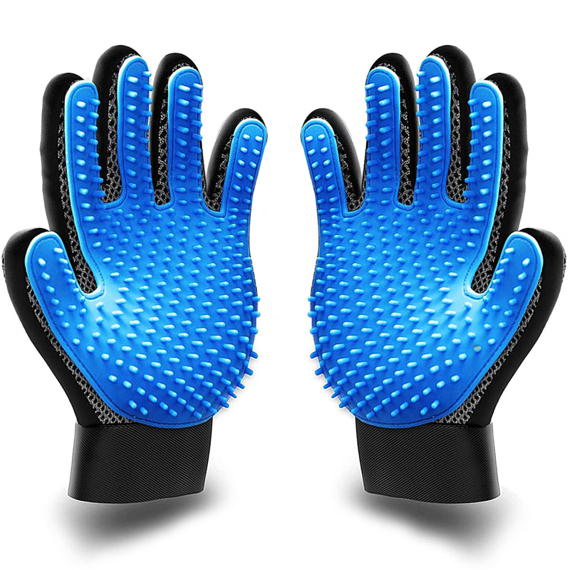 KENNELS & KATS Grooming Glove | Deshedding Glove for Easy, Mess-Free Grooming | Grooming Mitt for Dogs, Cats, Rabbits & Horses with Long/Short/Curly Hair | Pet Hair Gloves for Pet Hair Removal Pair - One Size Fits All Blue - BeesActive Australia