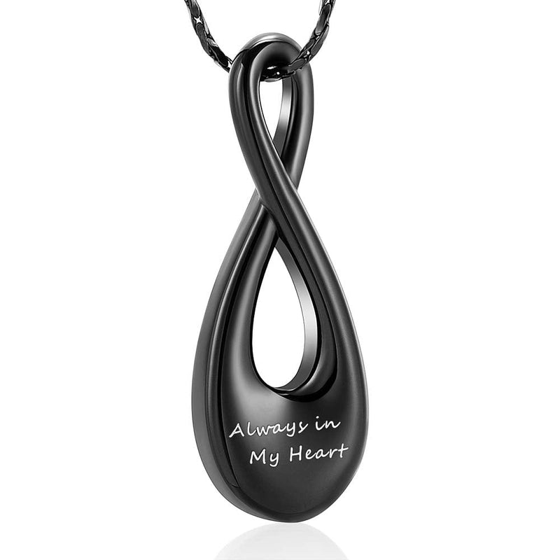 Imrsanl Infinity Cremation Jewelry for Ashes Urn Necklace Pendants for Ashes Wome/Men Memorial Lockets Keepsake Cremation Ashes Jewelry Black - BeesActive Australia