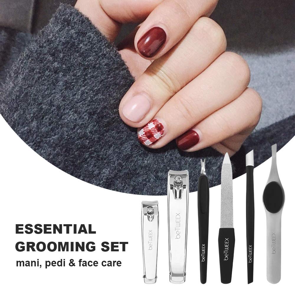 beTWEEX Nail Clipper Set,Manicure & Pedicure Set with Steel Nail File Clippers Cuticle Tools Tweezer ,Manicure Set 6 Pcs - BeesActive Australia