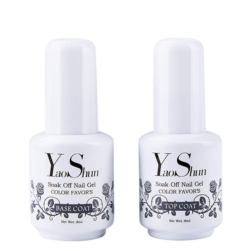 Gel Nail Polish Kit - YaoShun Gel Polish Base Coat and Top Coat for Gel Polish Long Lasting Shiny Finish 8ml Each Bottle Nail Polish Manicure Kit 8ml base and top coat #01 - BeesActive Australia