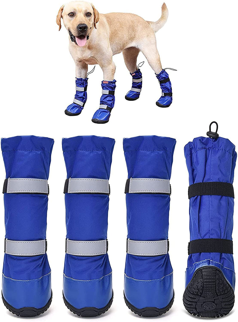 Hipaw Outdoor Dog Boots Winter Dog Shoes Nonslip for Snow Rain L ( Insole width: 2.76" ) Blue - BeesActive Australia
