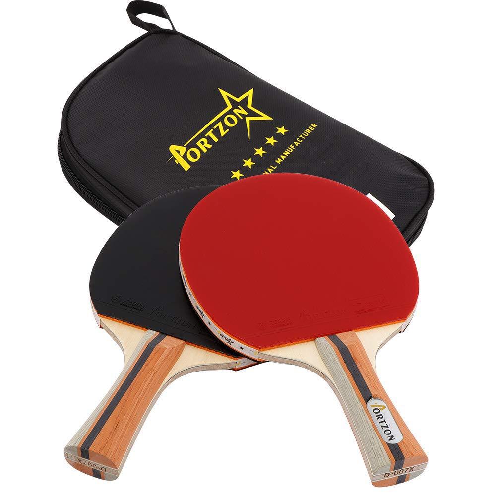 [AUSTRALIA] - Portzon Ping Pong Paddle Advanced Training Table Tennis Racket,Wooden Blade Surrounded by Rubber for Excellent Balance Spin, Speed Control ,2 Pack 