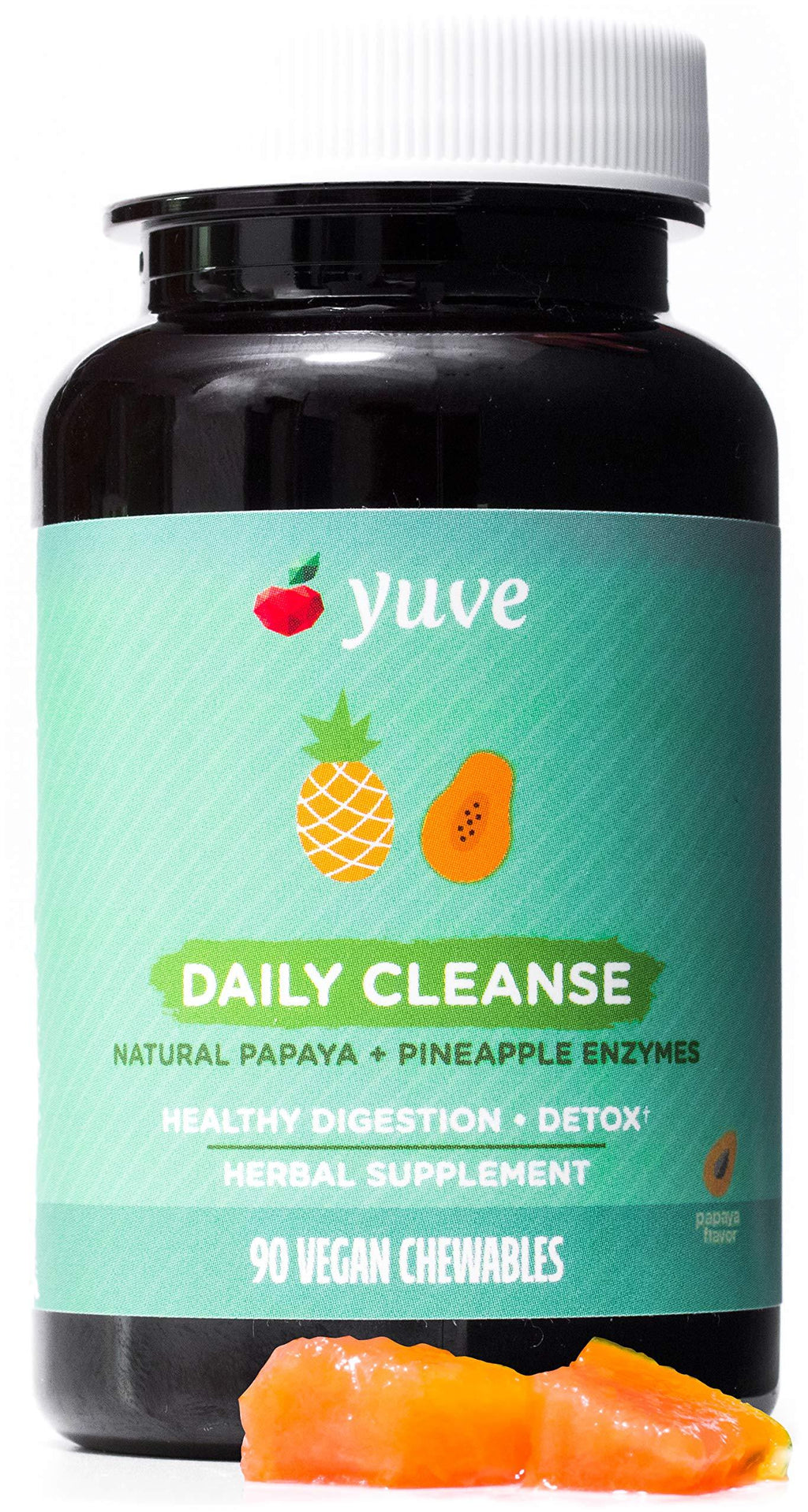 Yuve Natural Papaya Digestive Enzymes - Sugar-Free Chewable Candies - Promotes Better Digestion - Constipation & Bloating Aid, Detox, Leaky Gut Repair & Gas Relief - Vegan, Non-GMO, Gluten-Free - 90ct Papaya Flavor - BeesActive Australia
