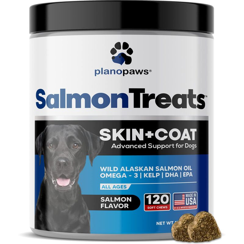 Wild Alaskan Salmon Oil for Dogs - Dog Skin and Coat Supplement - Shedding & Itch Relief for Dogs - Omega 3 Fish Oil for Dogs Chews - 120 Dog Allergy Chews - Dog Shedding Supplement - Dog Vitamins - BeesActive Australia