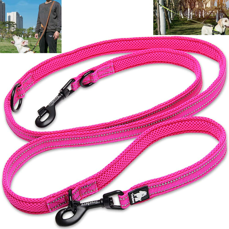 Creation Core Multi-fuctional Reflective Dog Leash with Snap Hook Adjustable Hands Free Walking Training Running Leash L 1" Width, 3.6-6.6Ft Pink - BeesActive Australia