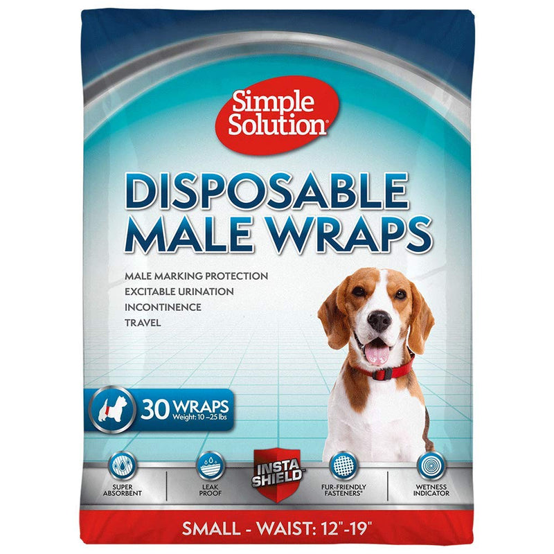 Simple Solution Disposable Dog Diapers for Male Dogs | Male Wraps with Super Absorbent Leak-Proof Fit Small 30 count - BeesActive Australia