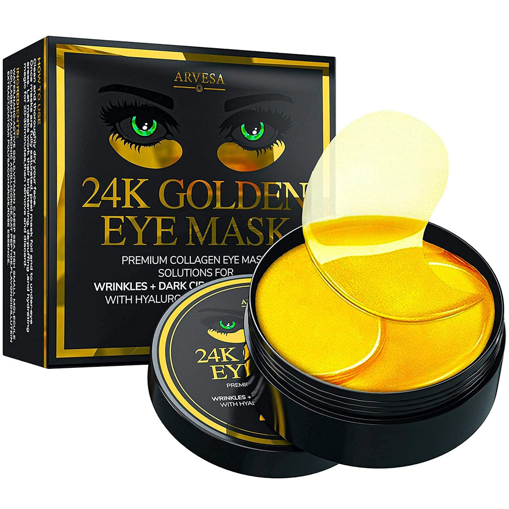 24K Gold Under Eye Collagen Patches for Puffy Eyes, Dark Circles & Bags - Gold Eye Pads Anti-Aging Hyaluronic Acid - Under Eye Mask - Moisturizing & Smoothing - Under Eye Bags Treatment - 30 Pairs - BeesActive Australia