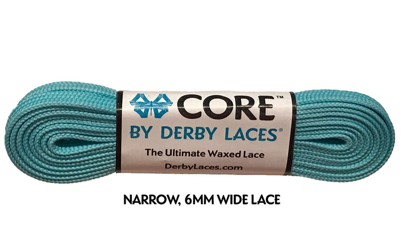 Derby Laces CORE Narrow 6mm Waxed Lace for Figure Skates, Roller Skates, Boots, and Regular Shoes Aqua Spray Teal 45 Inch / 114 cm - BeesActive Australia