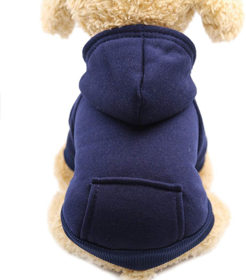 Idepet Pet Dog Hoodies Dog Clothes for Small Dogs Vest Chihuahua Clothes Warm Coat Jacket Autumn Puppy Outfits Cats Dogs Clothing X-Small (Pack of 1) NavyBlue - BeesActive Australia