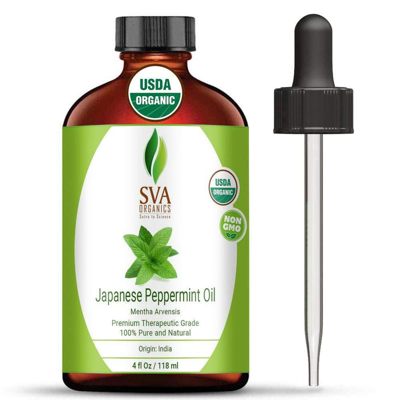 SVA Organics Japanese Peppermint Essential Oil Organic 4 Oz USDA 100% Pure and Natural Premium Therapeutic Grade For Aromatherapy, Skin Care, Hair Care & Body Massage - BeesActive Australia