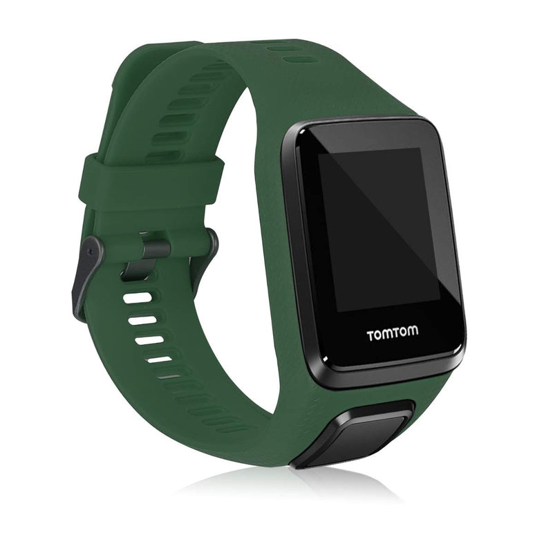 kwmobile Watch Band Compatible with Tomtom Adventurer/Runner 3/Spark 3/Golfer 2 - Watch Band Replacement Silicone Strap - Dark Green Large - BeesActive Australia