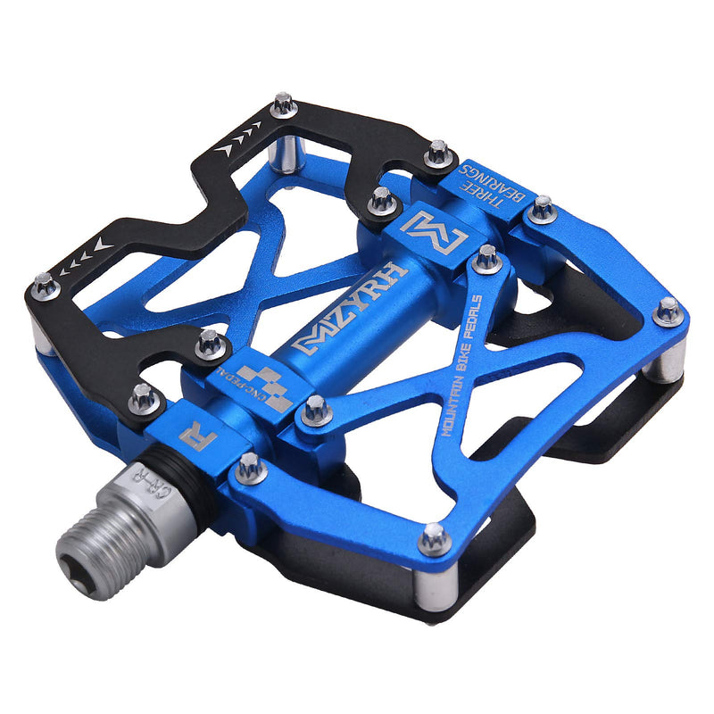 MZYRH Mountain Bike Pedals, Ultra Strong Colorful CNC Machined 9/16" Cycling Sealed 3 Bearing Pedals BLACK BLUE 3 Bearings - BeesActive Australia