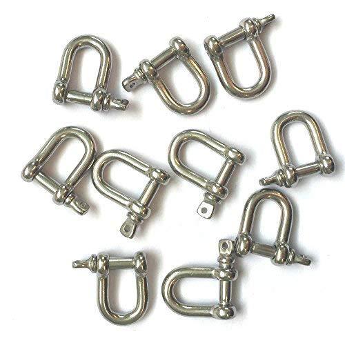 JingYi Stainless Steel Mini D Shaped Bow Shackle, 3mm, Silver Color,for Paracord Jewelry, Marine Tackle-10 Pcs - BeesActive Australia