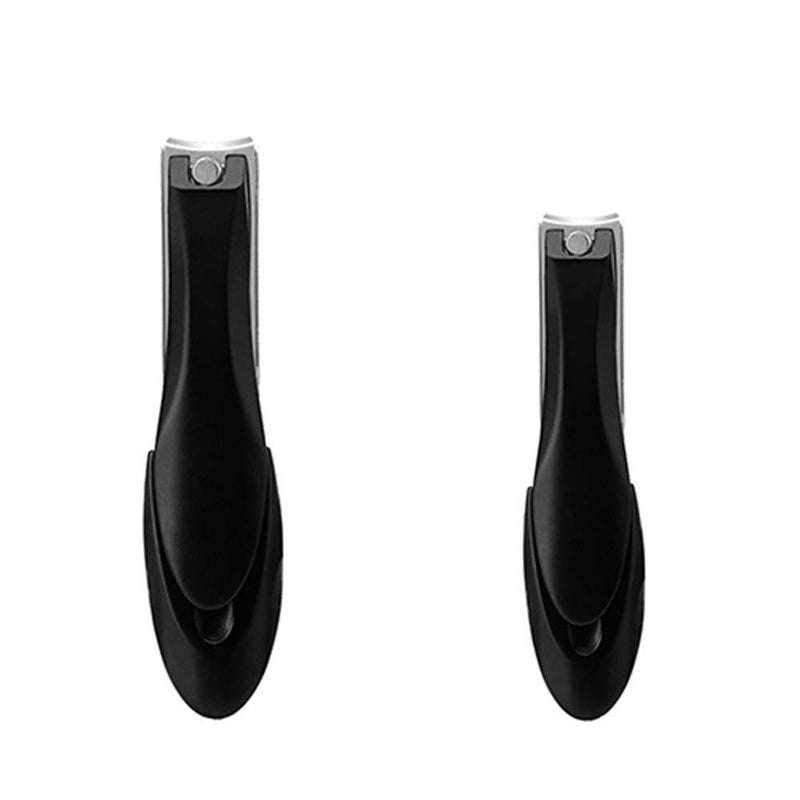 Nail Clipper Pinkiou Black Straight Edge Nail Clipper Stainless Steel Nail Cutter For Fingernail Toenail (2 Pieces) - BeesActive Australia