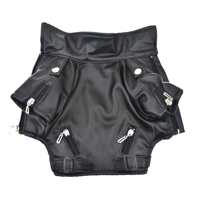 FLAdorepet Cool Dog Leather Jacket Coat Winter Warm Dog Pet Clothes for Small Dog S Black - BeesActive Australia