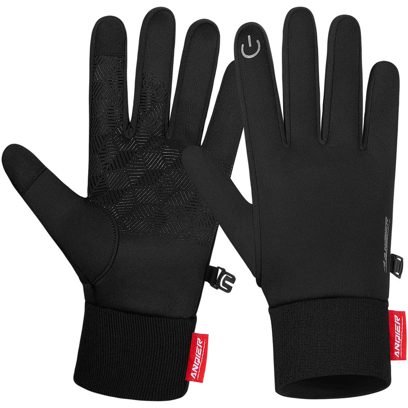 Anqier Winter Gloves,Newest Windproof Warm Touchscreen Gloves Men Women For Cycling Running Outdoor Activities Black-a X-Large - BeesActive Australia