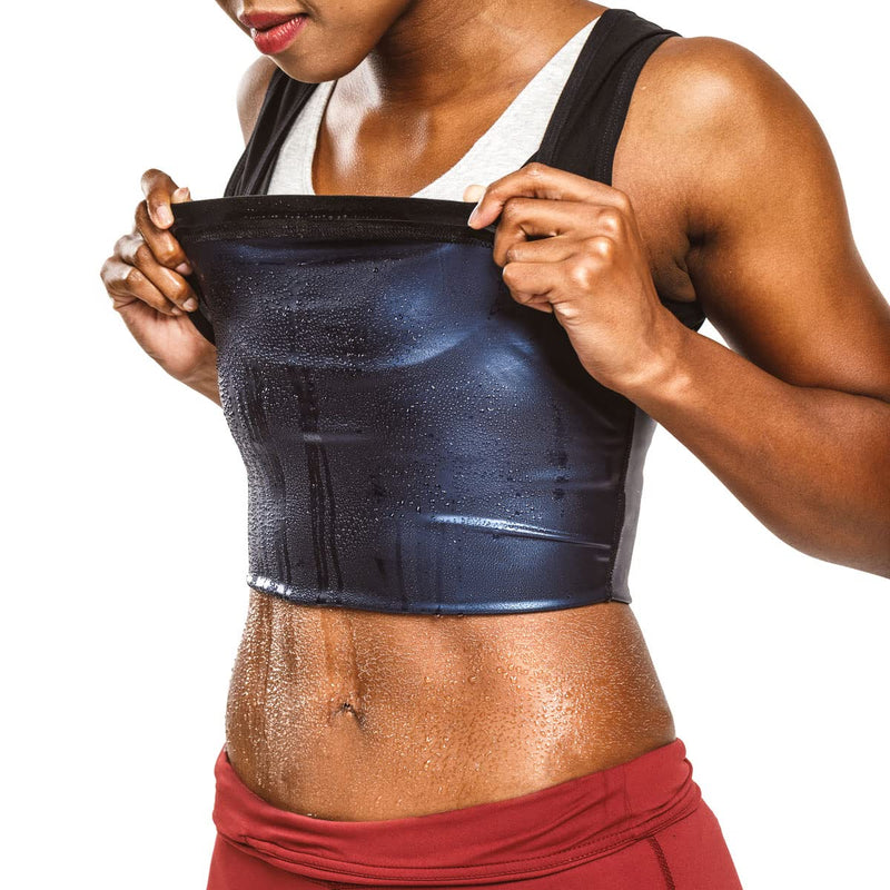 Sweat Shaper Women's Premium Workout Tank Top Slimming Polymer Sauna Vest Large-X-Large Black - BeesActive Australia