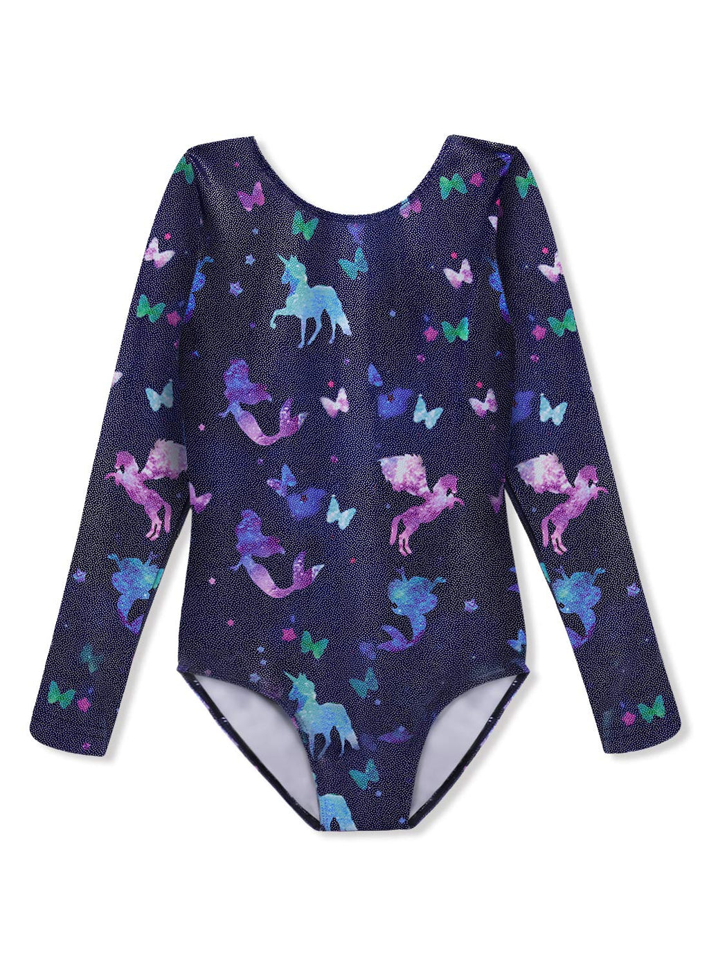 Gymnastics Leotards for Girls Unicorn Pink Purple Sparkly Dancewear Activewear Quick Dry 4-5T Long Sleeve-fancy - BeesActive Australia