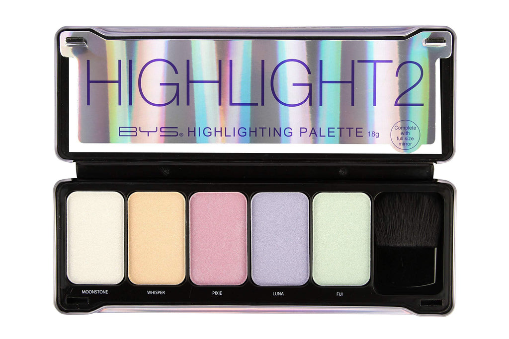 BYS Highlight 2 Makeup Palette with Contour Brush and Mirror - BeesActive Australia