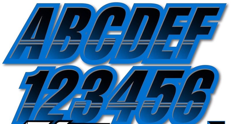 [AUSTRALIA] - STIFFIE Techtron Black/Octane Blue 3" Alpha-Numeric Registration Identification Numbers Stickers Decals for Boats & Personal Watercraft 