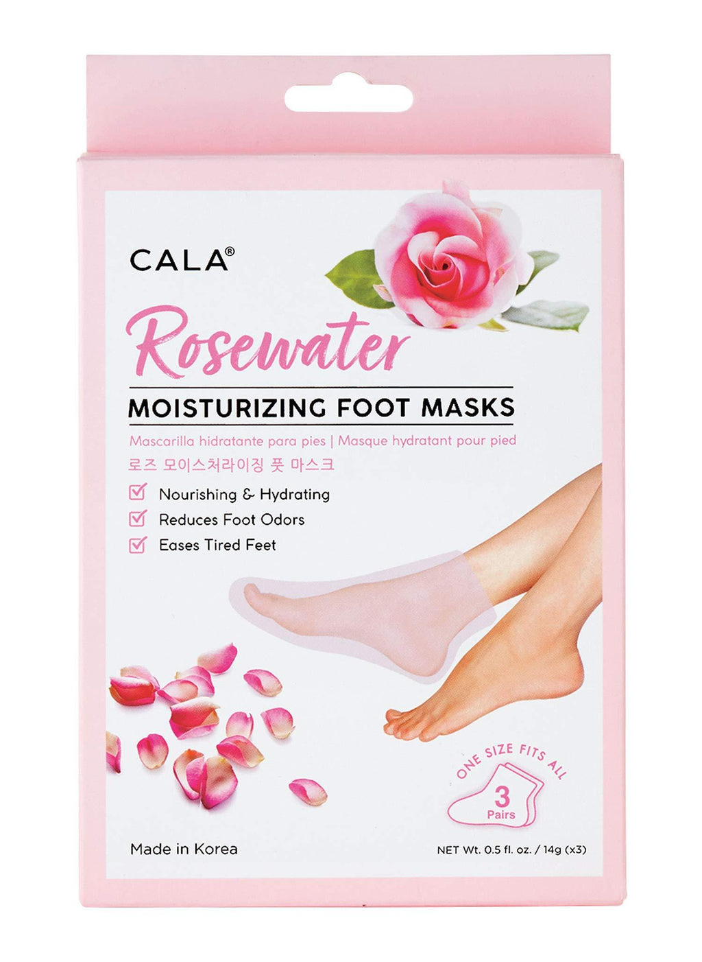 Cala Rosewater moisturizing foot mask 3 count, 3 Count - BeesActive Australia