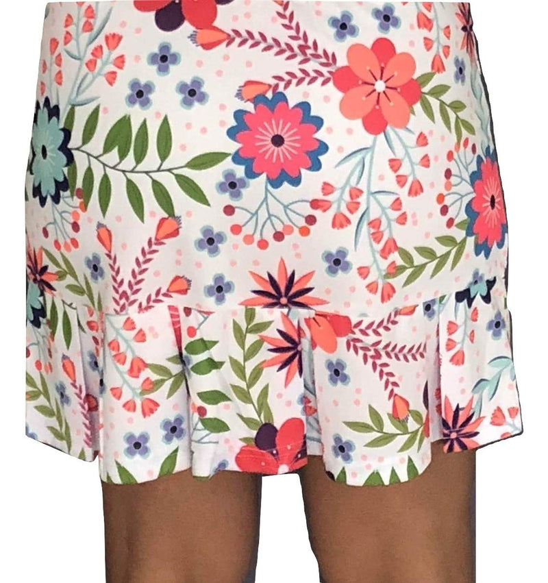 [AUSTRALIA] - Springcreek Gear Tennis Skirt, Skort in Floral Print with Frill at The Bottom (Bloom) Medium 