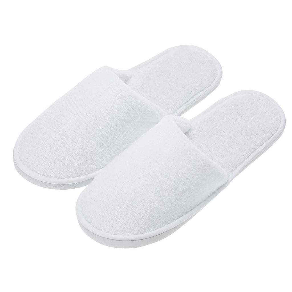 echoapple 5 Pairs of Deluxe Closed Toe White Slippers for Spa, Party Guest, Hotel and Travel (Medium, White-5 Pairs) 4-7 Women/5-7 Men - BeesActive Australia