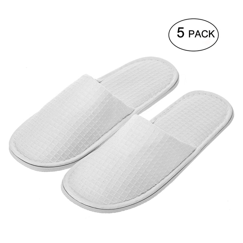 echoapple Waffle Closed Toe White Slippers-Two Size Fit Most Men and Women for Spa, Party Guest, Hotel and Travel (Large, White-5 Pairs) 9-11 Women/7-10 Men - BeesActive Australia