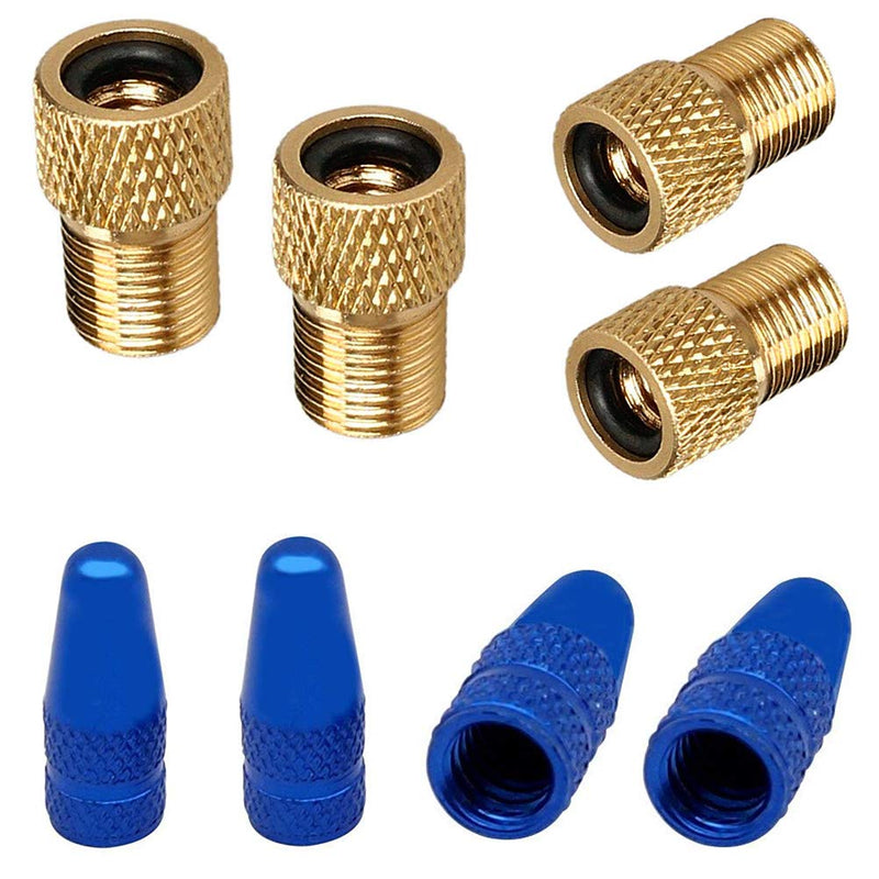 EPSVCSEWN Anodized Aluminum Alloy Bicycle Dust Covers Presta Tire Valve Caps and Copper Presta to Schrader Bike Car Valve Adaptor Tube Pump Air Compressor Tools - BeesActive Australia