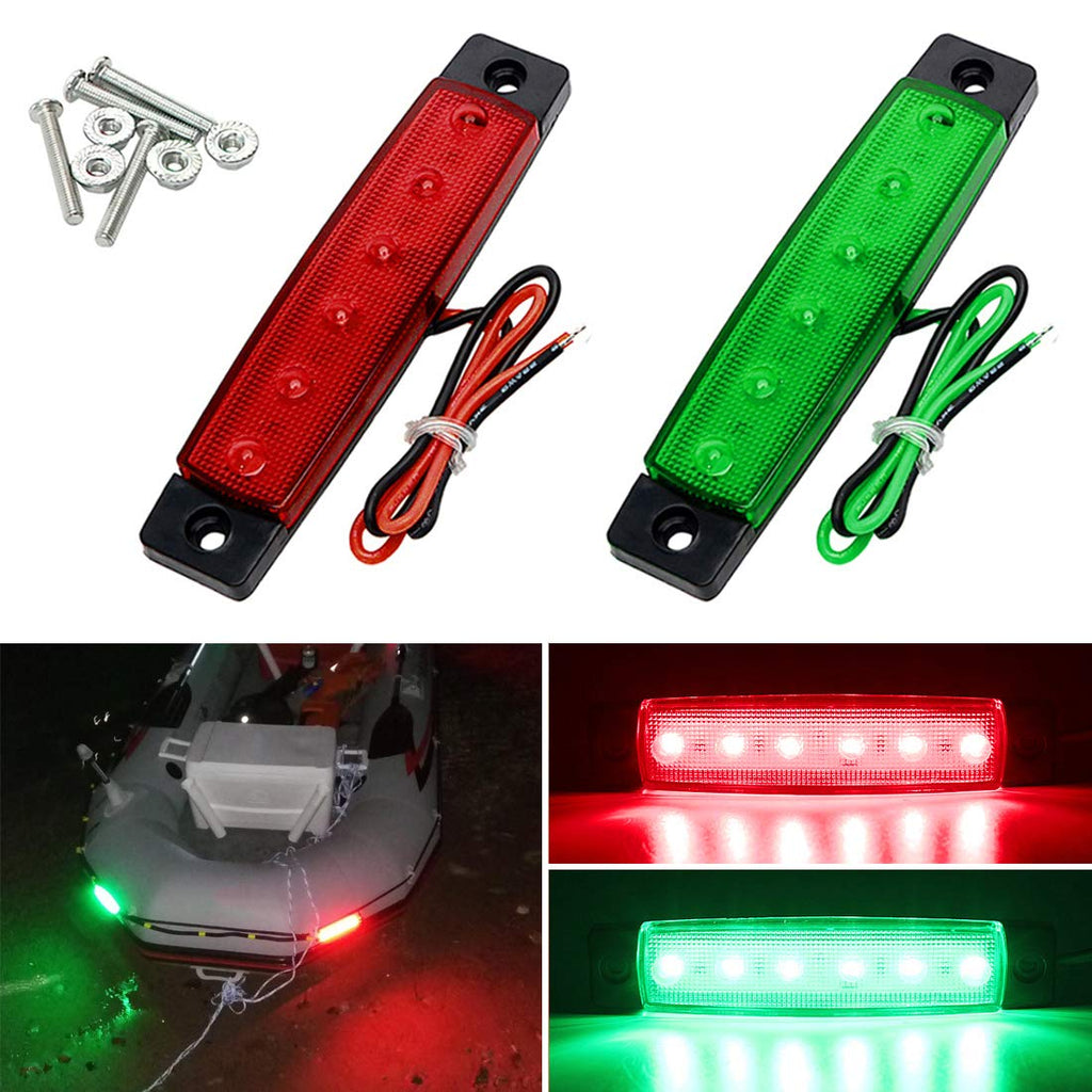 Shangyuan Boat Navigation Lights, Stern Lights for Boats, Marine Led Strip Lights for Boat Lights Bow and Stern, Navigation Lights for Boats Led, Kayak Lights, DC 12V 2PCS (Red and Green) Red and Green - BeesActive Australia