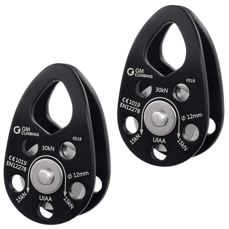 GM CLIMBING UIAA Certified 30kN Swing Cheek Micro Pulley Black General Purpose Pack of 2 - BeesActive Australia